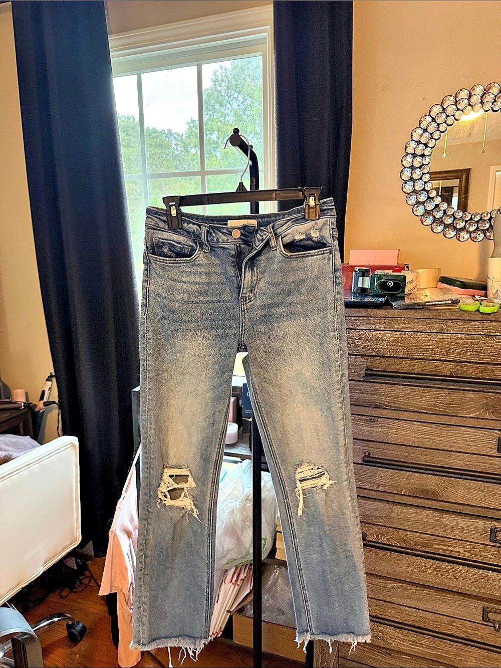 Vervet Hampton High Rise Crop Straight Leg Jeans Straight Leg Distressed Jeans
